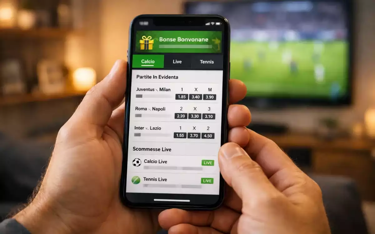 Smartphone con app scommesse calcio e bonus benvenuto