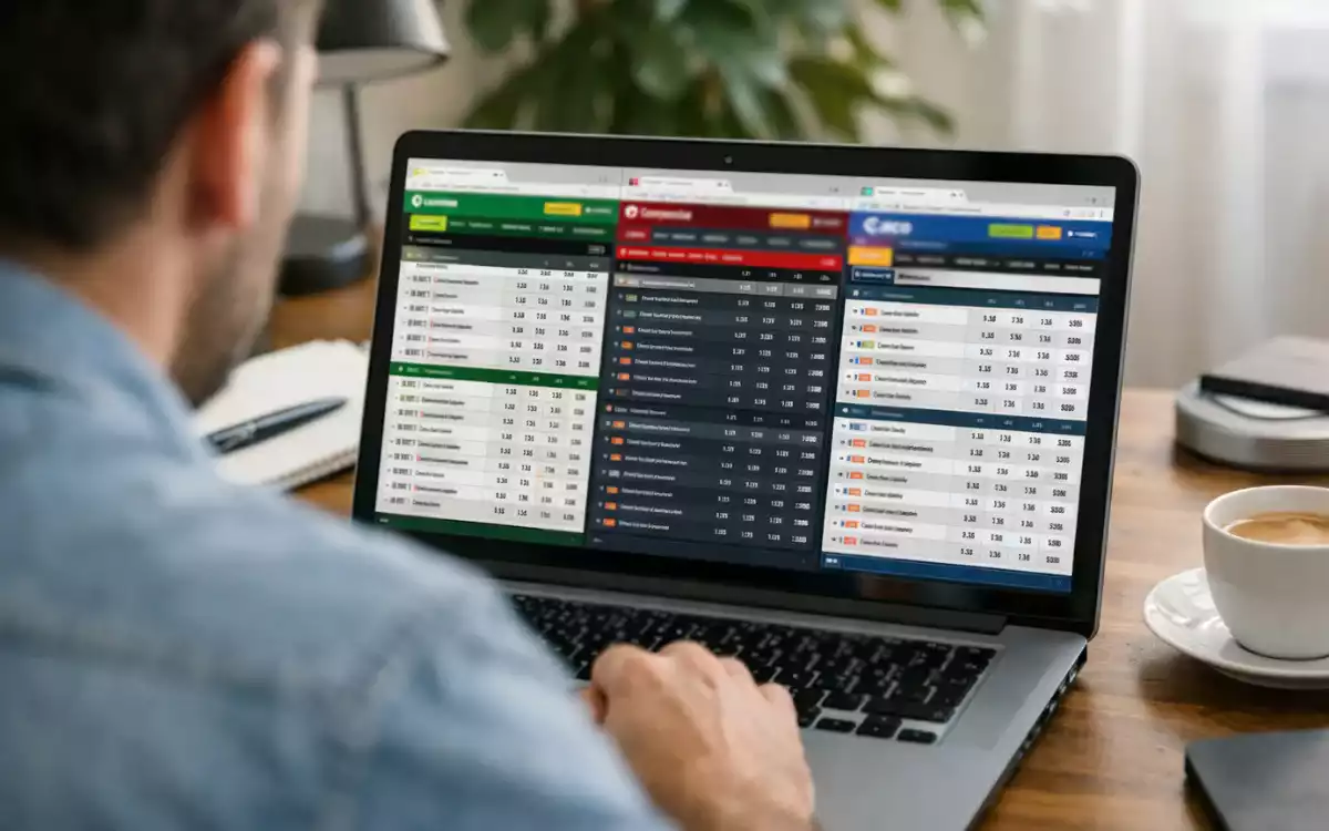 Schermo laptop con confronto quote diverse piattaforme