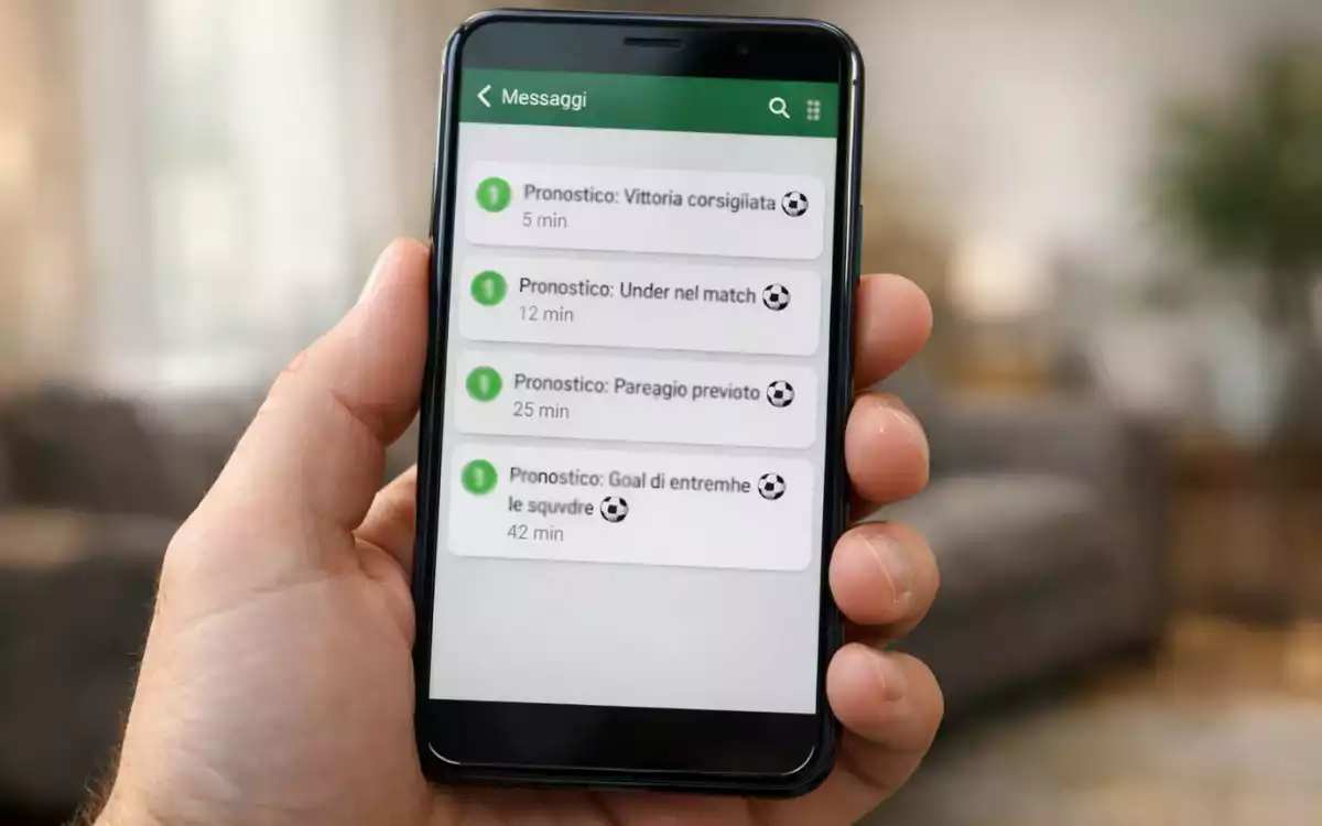 Smartphone con notifiche di pronostici sportivi