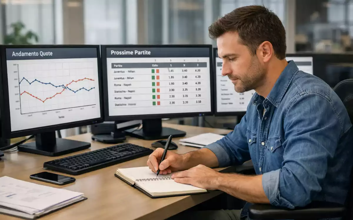 Scommettitore professionista analizza strategie di betting