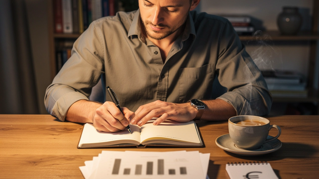 Persona che pianifica la gestione del bankroll per scommesse calcio con appunti e documenti