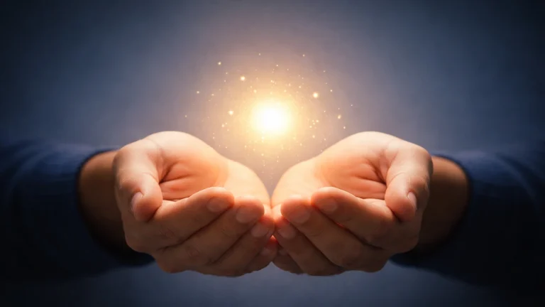 Mani aperte con un simbolo di protezione che rappresentano supporto e responsabilità