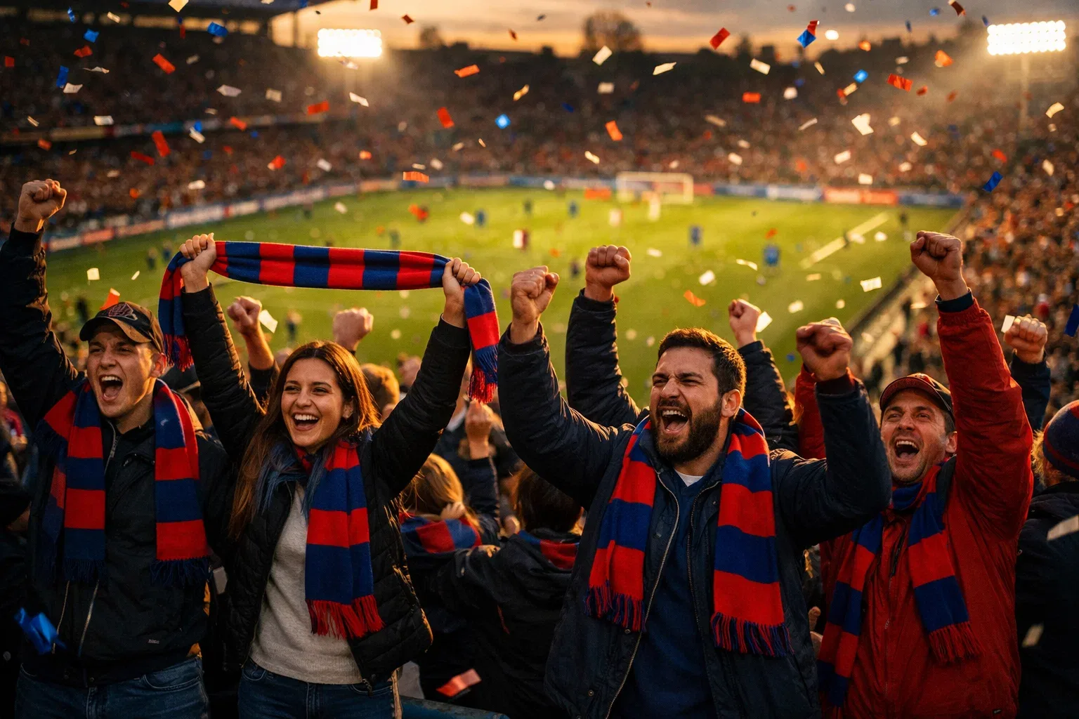 Tifosi italiani allo stadio guardano una partita di calcio con emozione e passione