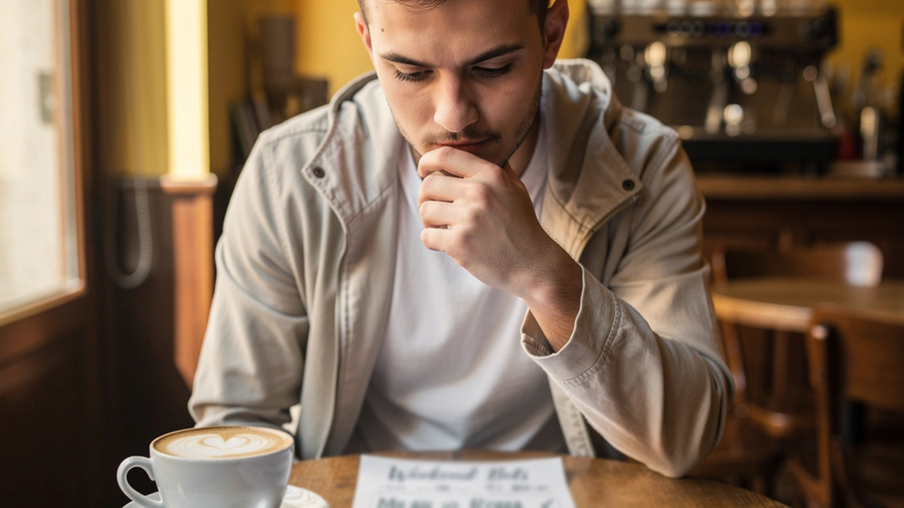 Tifoso di calcio che consulta pronostici su un foglio con una schedina di scommesse pronta